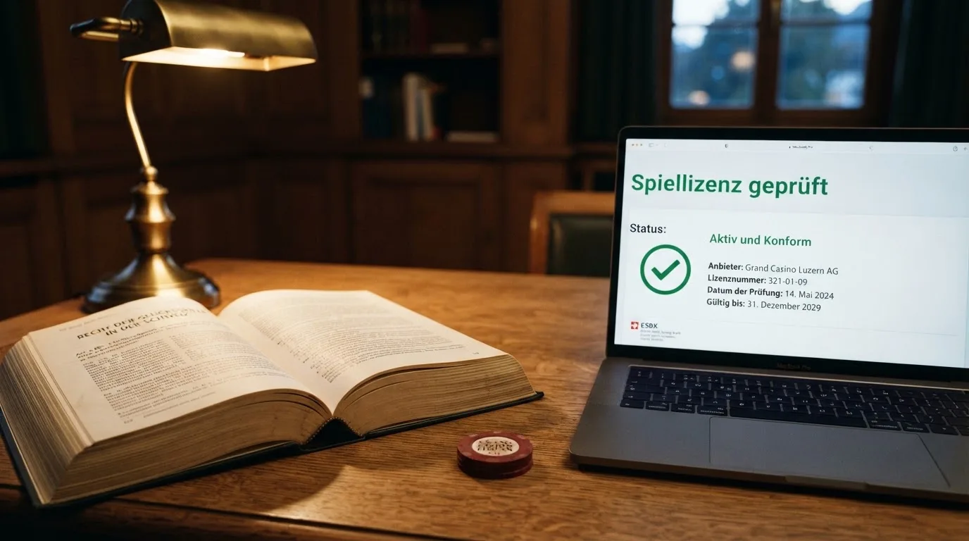 Amtliches Schreiben mit Stempel auf einem Schreibtisch neben einem Gesetzbuch — 10 franken bonus ohne einzahlung casino