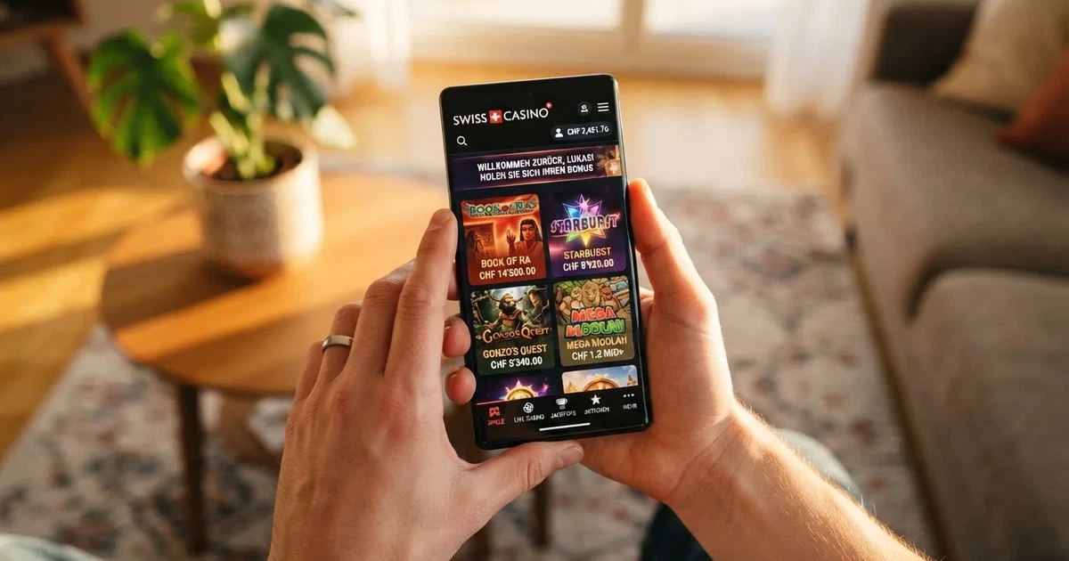 Smartphone in der Hand mit der Startseite einer Spieleplattform, ohne sichtbares Logo — beste online casino echtgeld app