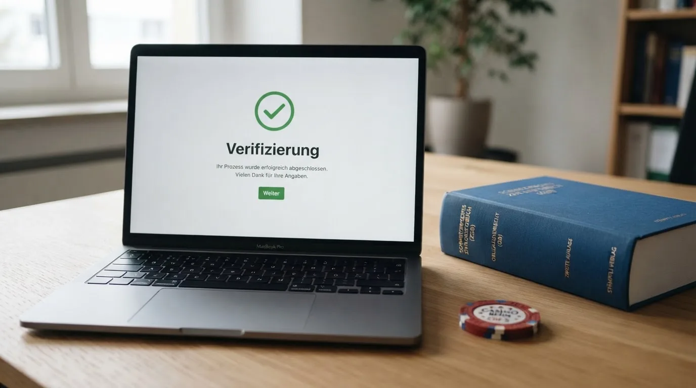 Amtliches Schreiben mit Stempel auf einem Schreibtisch neben einem Gesetzbuch — beste online casino mit banküberweisung bezahlen