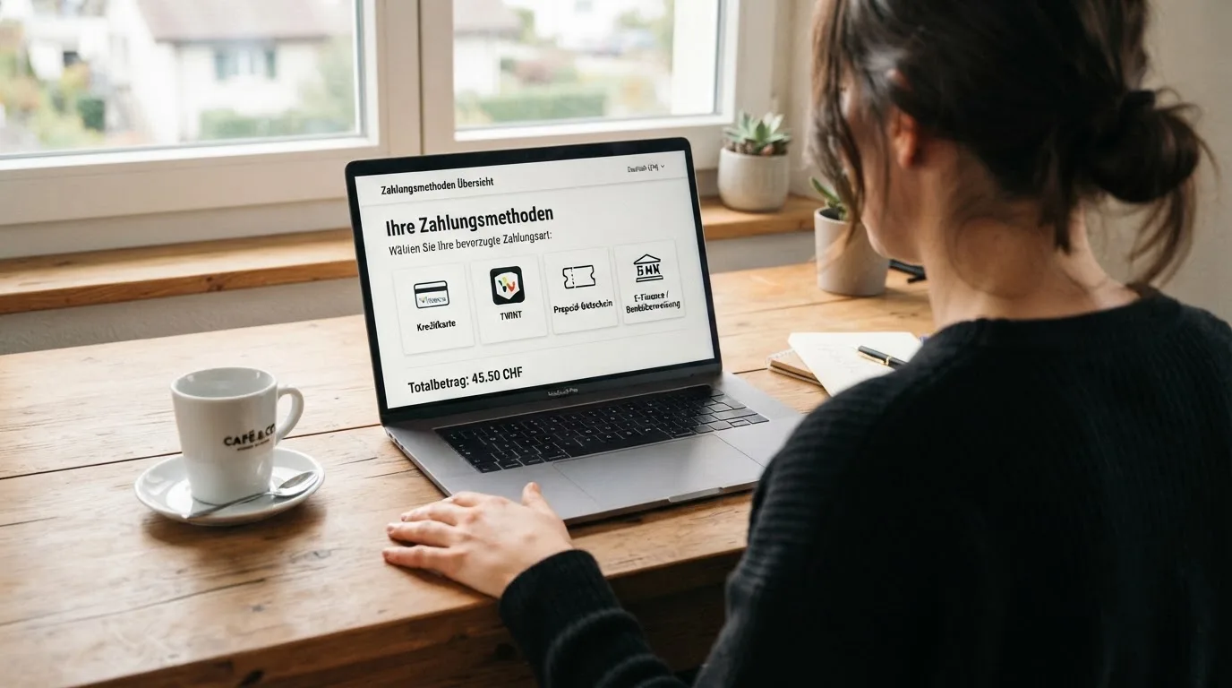 Person am Laptop liest eine Übersichtsseite zu Geldspielen im Internet — beste online casino mit cashtocode bezahlen