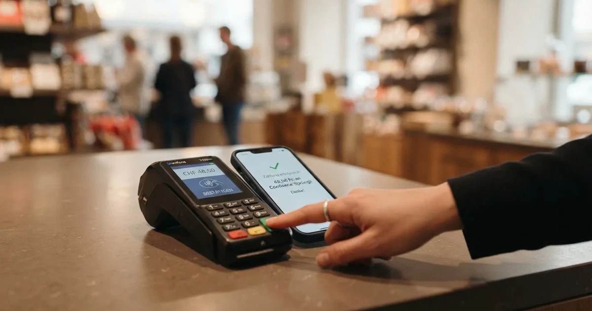 Kartenterminal und Smartphone mit einer ausstehenden Zahlungsbenachrichtigung — handy casino echtgeld bonus ohne einzahlung